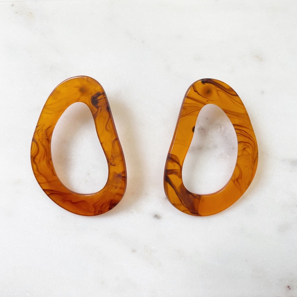 "Larsen" Earrings || Amber Geometric Statement - Picture 5 of 14
